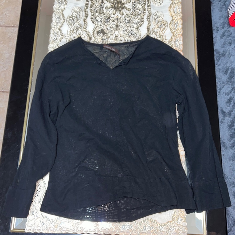 Leibovitz & Co black sheer v-neck blouse